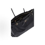 PRADA Bonnie soft lux series Detachable Adjustable shoulder strap enamel metal triangular logo hand-held shoulder bag for women, large size, black